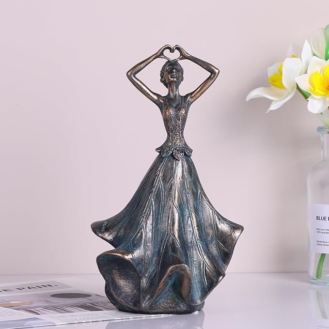 QIANLING 8'' Fairy Statue - Leaf Angel Girls Sculptures Resin Home Decor, Decorations Figurines Gift for Inside or Outside, Bedroom, Office Desktop, Cabinets, Book Shelf or Outdoor Garden Yard