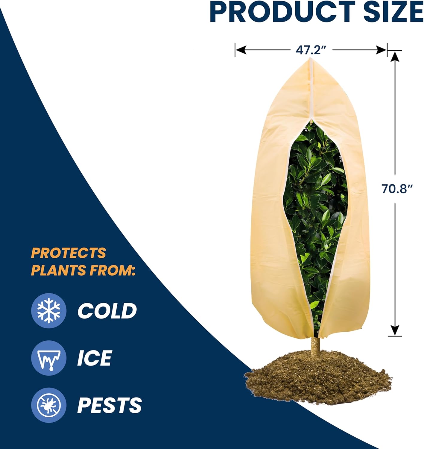 SCRUBIT Plant Covers Freeze Protection, 47.2 X 70.8 in. Frost Cloths for Outdoor Plants Fruit Trees & Shrubs with Zipper and Drawstring, Thick Winter Plant Covers - 2 Pack Tree Frost Blankets