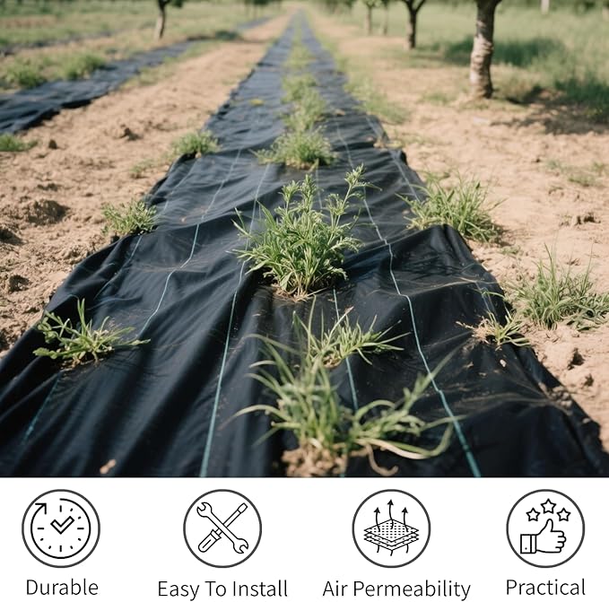 Weed Barrier Landscape Fabric, Durable PE Ground Cover Mat, High Permeability Weed Control Cloth, Gardening Weed Blocker Mat, Driveway Fabric (5x300 FT)