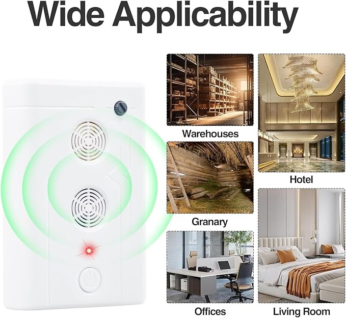 2025 Upgraded Ultrasonic Bat Repellent Devices, Plug in Bat Deterrent Repeller Devices for Indoor Use, Friendly to Human & Pet (4, White)