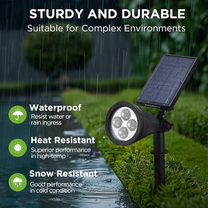 InnoGear Solar Lights Outdoor Waterproof Solar Garden Light for Outside Yard Landscape Lighting Pathway Spot Lights Spotlight Wall Light Auto On/Off, Pack of 4 (Warm White)