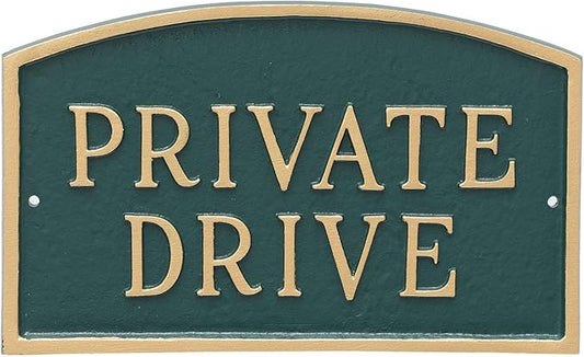 Montague Metal Products SP-12S-HGG Private Drive Arch Statement Plaque, Standard, Hunter Green and Gold