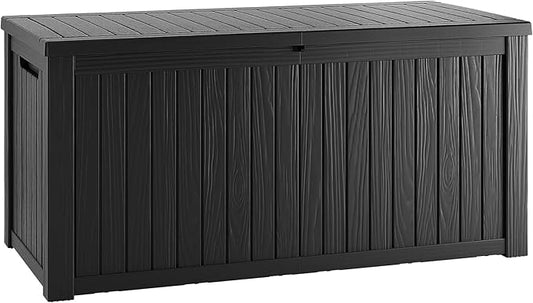 180 Gallon Outdoor Storage Box – Resin Deck Box with Lockable Lid, Waterproof Patio Furniture Storage for Tools, Garden & Yard Organization