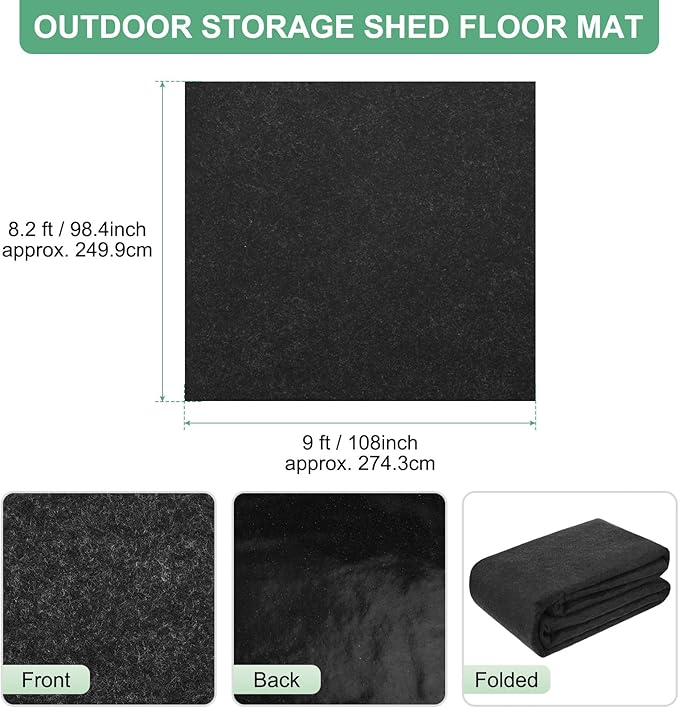 Outdoor Storage Shed Mat, 8.2x9 FT Waterproof Small Shed Flooring Mat for Patio Furniture Floor Protecting from Wear/Liquid/Dust/Oil, Non-Slip Carport Pad [Grey]