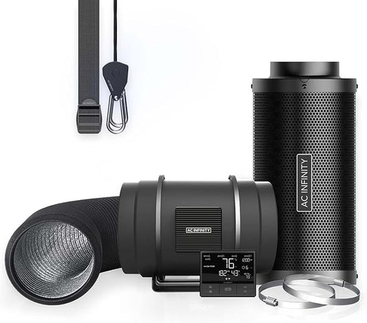 AC Infinity Air Filtration PRO Kit 8”, Inline Fan, Temperature Humidity VPD Controller with WiFi App Control, Carbon Filter, Ducting, Ventilation System for Grow Tents, Hydroponics, Indoor Gardening