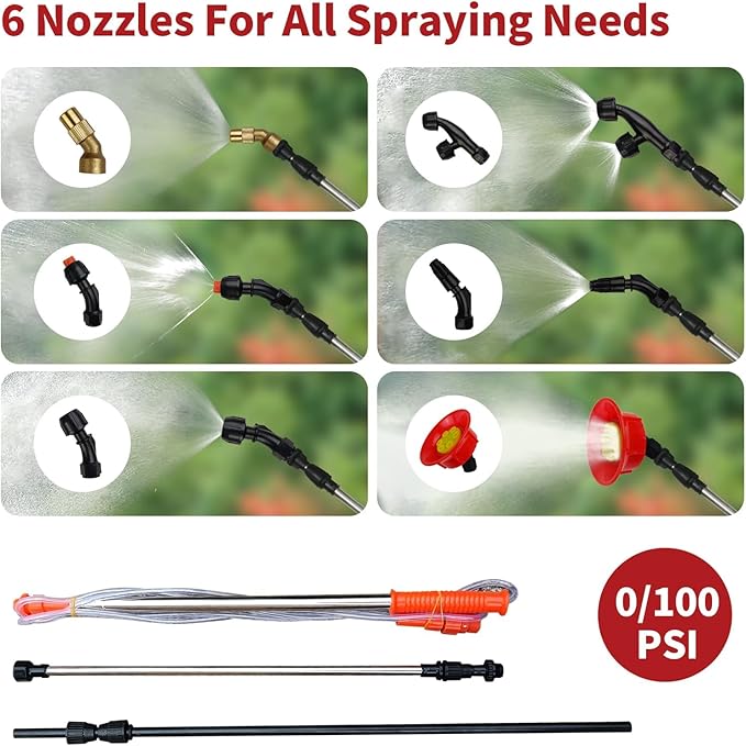 Battery Powered Backpack Sprayer, 3.2 Gallon Electric Garden Pump Sprayer with Lithium Battery, Lawn Sprayer with 6 Nozzles and 3 Wands High-Pressure Spray Hose for Weeding Spraying Cleaning