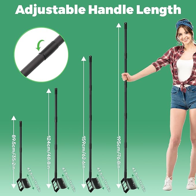 Stirrup Hoe Garden Tool Weed Puller with 76.8Inch Adjustable Stainless Steel Handle, Heavy Duty Hula Hoe and 12 Tines Rake 2 in 1 Gardening Tools Garden Cultivator for Weeding Soil Loosening, Black