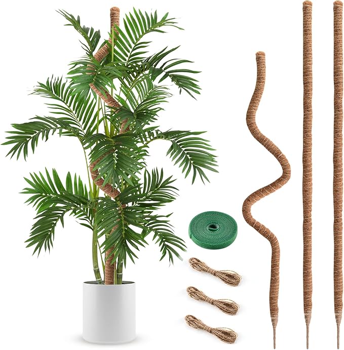 3 Pack Moss Pole 63 Inch Monstera Plant Support Moss Poles Bendable for Climbing Plants Longer Coco Coir Sticks Support Stakes Tall for Indoor Creeper DIY Shape Plants Grow Upwards