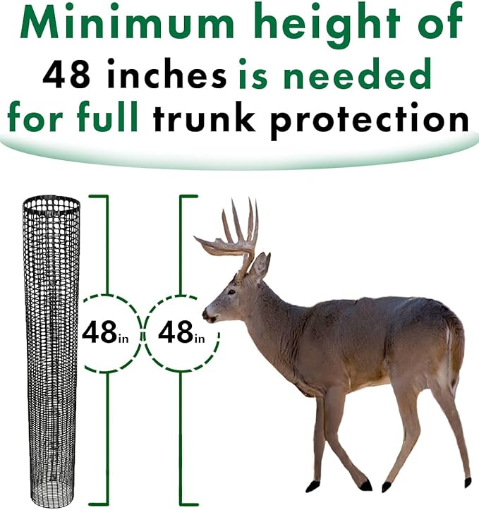 Mesh Tree Bark Protector Guard 48 Inches Tall (5 Pack) Heavy Duty with Zip-Ties, Tree Trunk Protectors from Trimmers, Tree Guard, Tree Protector for Saplings and Fruit Trees