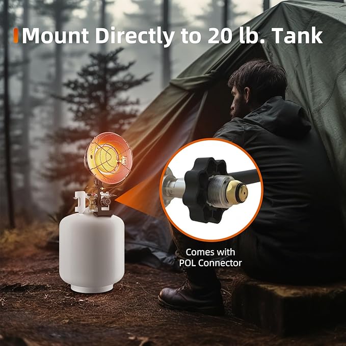 GASLAND Outdoors 15,000 BTU Propane Single Tank Top Heater, with Shut-off Valve and Tip-over Switch, Portable LP Gas Heater for Camping, Garage, Porch, Outdoor Events
