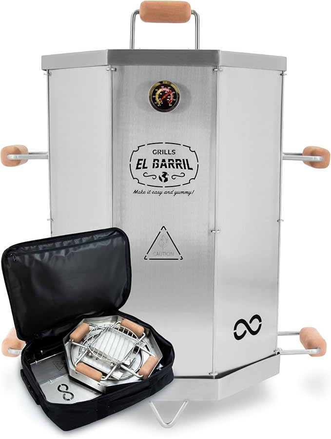 EL BARRIL 20lbs Stainless Steel Foldable Charcoal Smoker & Grill Barrel – Portable Outdoor Smokers with Grilling Accessories & Carry Bag