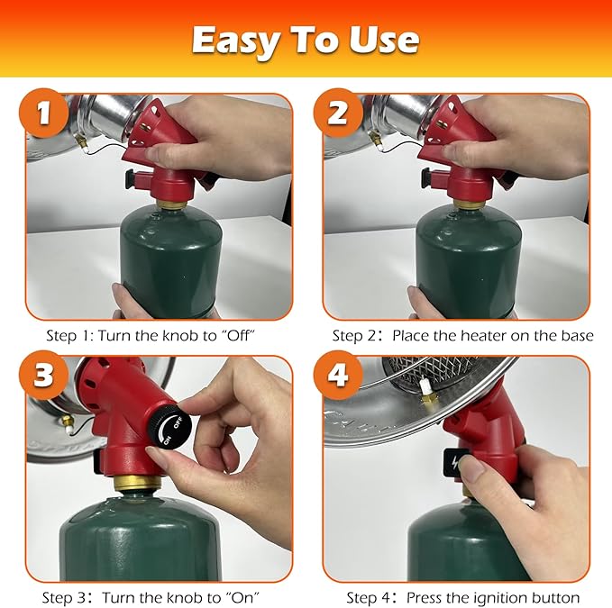 Portable Propane Heater, 6200 BTU Portable Camping Heater Outdoor with Electric Ignition, Control Valve, Gas Cylinder Base for Tent, Fishing, Garage, 7“L x 7"W x 10"H