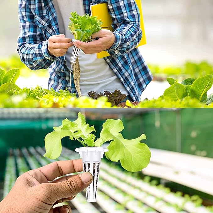 100 PCS Hydroponic Baskets Kit, 50 Pcs Hydroponic Grow Baskets and 50 Pcs Seed Pot Label for Grow Basket, Compatible with Hydroponic Growing System