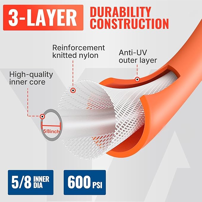 YAMATIC Heavy Duty Short Garden Hose 5/8 in x 5 ft with Swivel Fitting, Super Flexible Leader hose,All-weather, Lightweight, Burst 600 PSI