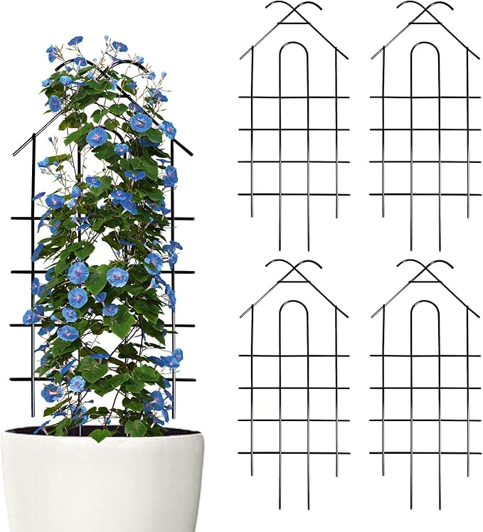 ARIFARO 40'' Metal Garden Trellis Indoor/Outdoor Sturdy Plant Trellis for Potted Plants,House Plants, Climbing Vines, Pack of 4, Black