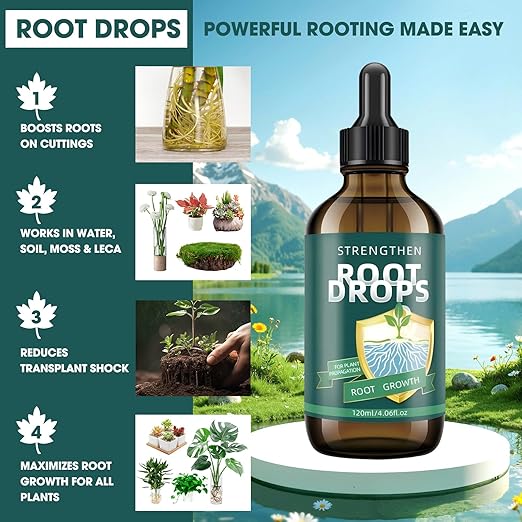 Root Drops – Liquid IBA Rooting Hormone for Cuttings | Speeds Up Propagation | Works in Water, Soil, Moss, LECA | for Indoor Houseplants Like Pothos, Monstera (4 oz)