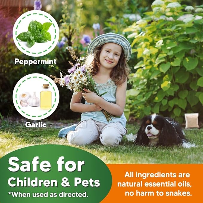 Snake Repellent for Yard Powerful, Snakes Away Repellent for Outdoors, Snake Deterrent Pet Safe Indoor, Yard Snake Out Repellant, Keep Snake Out of Home, Garden, Garage, Camping - 12 Pouches