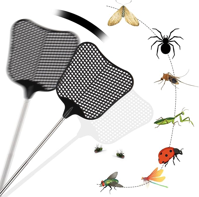 Fly Swatters - 6 Pieces Telescoping Bee Bug Swatter for Indoors Outside, Heavy Duty Large