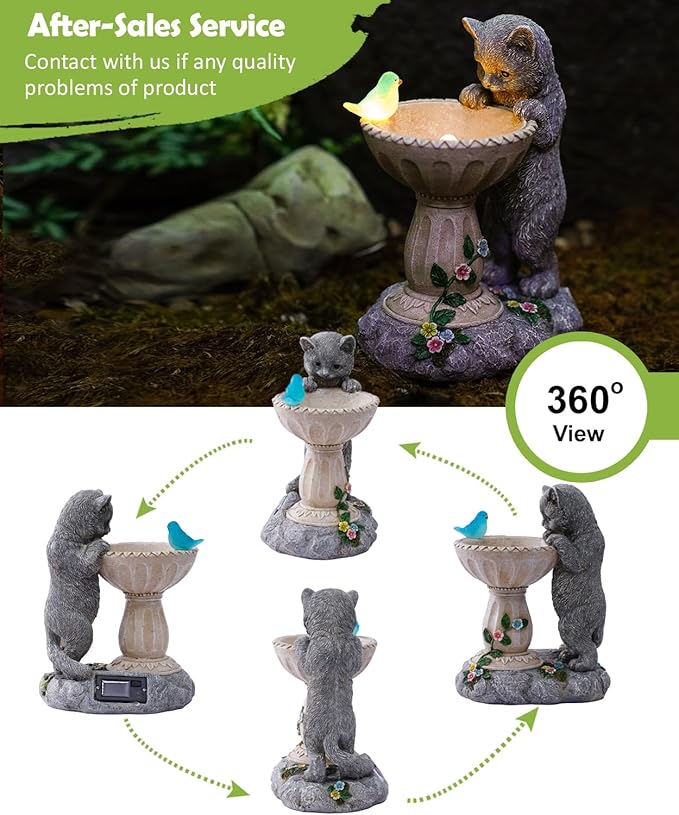 Nacome Cat Birdbath Garden Decor: Outdoor Statues Ornaments for Outside Decorations Yard Art Lawn Porch Patio Balcony - Birthday Gifts Choice for Mom Grandma Women Lover