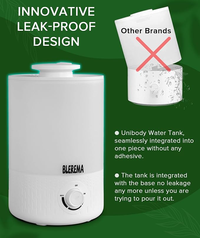 3L No Leak Plant Humidifiers for Grow Tent Greenhouse and Grow Room, Top-Fill, Auto Shut Off, with Extendable Targeting Hose Perfect for Indoor Plant Care and Humidity Control (Single Dual Fog Output)