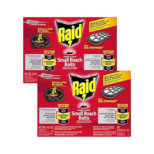 Raid Double Control Small Roach Baits Plus Egg Stopper 12 Count (Pack of 2)