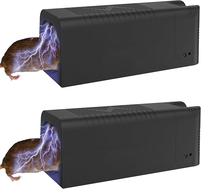 Rat Zapper Electric Mouse Trap Zapper 2 Pack Electronic Mice Killer Effective Rodent Trap with Powerful Voltage Mouse Traps Indoor for Home Garage Attic Living Room