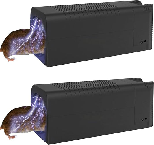 Rat Zapper Electric Mouse Trap Zapper 2 Pack Electronic Mice Killer Effective Rodent Trap with Powerful Voltage Mouse Traps Indoor for Home Garage Attic Living Room