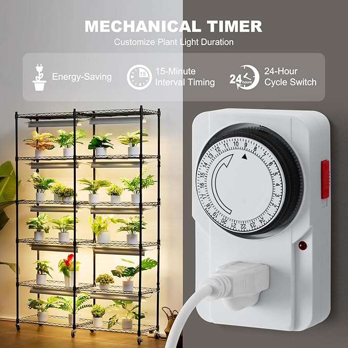 VEVOR Plant Stand with Grow Light, 6-Tier Large Tall Plant Shelf with 3000K 200W Full Spectrum Grow Light, Indoor Grow Light Shelf with Timer and Wheel for Seed Starting 47.2" L x 13.8" W x 70.8" H