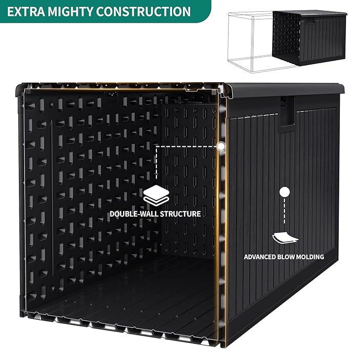 YITAHOME 260 Gallon Extra Large Deck Box, Double-Wall Resin Outdoor Storage Box with Flexible Divider for Patio Cushions Pool Supplies Garden Tools, 1000lbs Load Capacity, Lockable&Waterproof (Black)