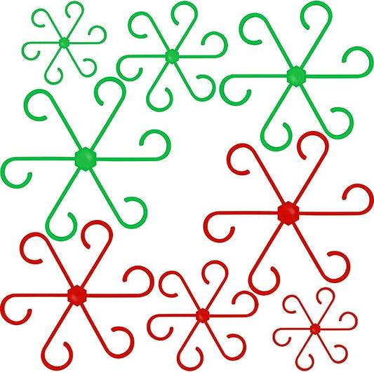 8PCS Plant Stem Support, 4 Sizes Climbing Houseplant Stem Holders, Plastic Reusable Flower Trellis Stem Hook Plant Care Growth Accessories for Flower Plants Indoor Outdoor- Green, Red