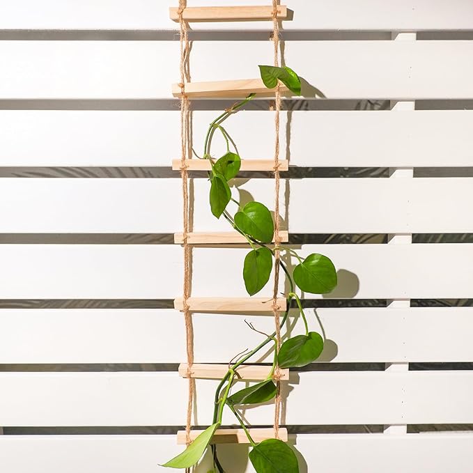 Chain Trellis for Climbing Plants Indoor – Natural Wood Ladder Style Plant Support for Vines, Ideal for Pothos & Ivy, Stylish Modern Design for Home & Garden Use, Indoor/Outdoor