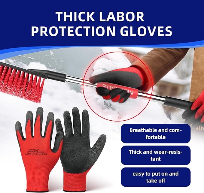 Premium Snow Brush for Car - Detachable & Portable with Ergonomic Anti-Slip Foam Grip,Double Sided ice Scraper for efficient Snow Removal, All Weather Outdoor Use