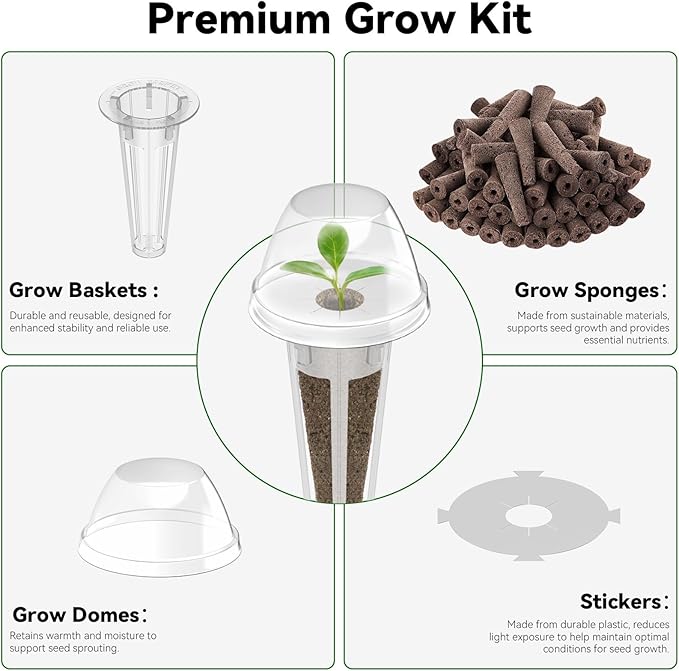 Vegetable Salad Green Seed Pod Kit for Aerogarden, Ahopegarden Hydroponics Growing System Indoor Garden, Include American Fast Lettuce, Green Pepper, Cucumber, Parsley, 16 Pods, 500+ Seeds