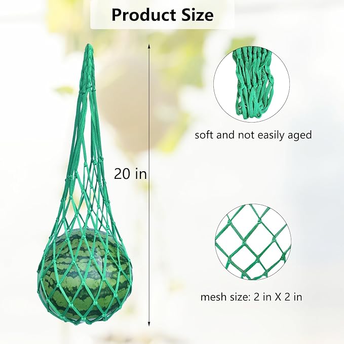 Belit 5-Pack Melon Hammock net Bag to Prevent Falling,Perfect for Growing Cantaloupe Pumpkin Watermelon in Vertical Garden Green