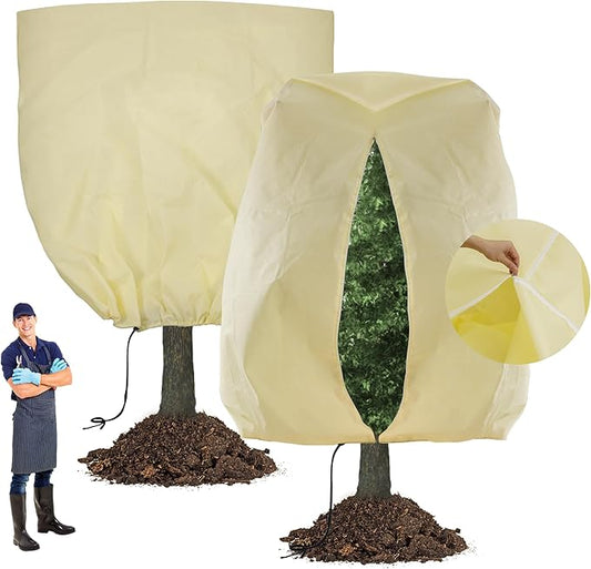 TCBWFY 120x100inches Huge Plant Covers Freeze Protection Frost Cloth for Outdoor Plants,2.82oz/yd² Thickened Winter Tree Covers with Zipper Drawstring,2 Pack Frost Blanket from Wind,Pest and Animal