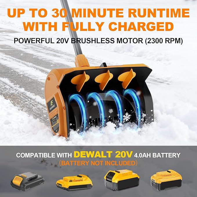 Electric Snow Shovel-Cordless Snow Removal Kit with Direction Plate & Dual-Safety Switch,Max 10" Throw Distance