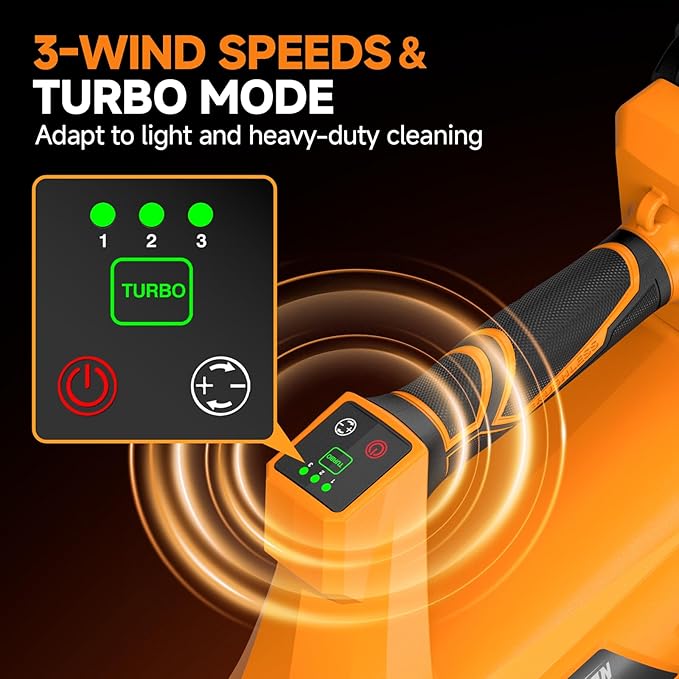 Alloyman 40V Leaf Blower Cordless, 650 CFM Brushless Battery Powered Leaf Blower with 2×2.0Ah Batteries & Charger, 3 Speed + Turbo Mode Electric Blower for Lawn Care, Yard, Garage, Leaves, Dust, Snow