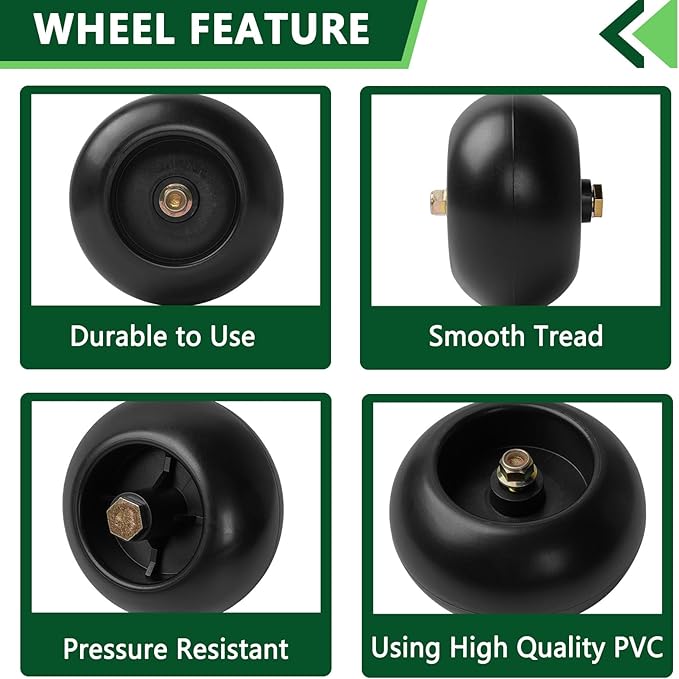 4 Pack lawn mower Deck Wheels Replacement 753-04856A Fits Cub Cadet RZT50 RZT54 LT1050 AM116299 M111489