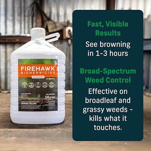 FireHawk™ Bioherbicide Concentrate 1 Gal | Fast‑Acting Alternative Weed Killer | Soil‑Friendly Formula | Makes Up to 21 Gal for Broad‑Spectrum Control