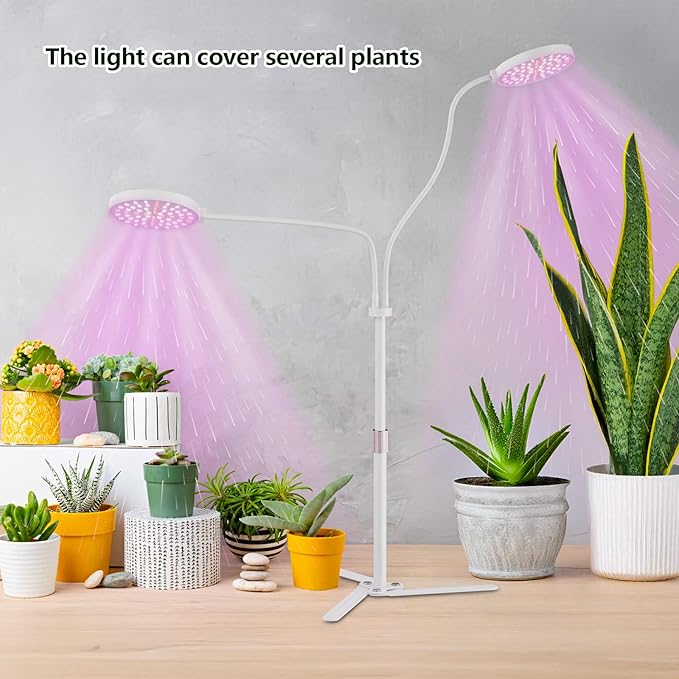 Super-Energy Tabletop LED Grow Lights 9.8"-32"Height Adjustable for Indoor Small/Medium Plants 6000K Full Spectrum with 3 Dimmable Model, Auto On Off Timing 3 9 12Hrs, 5 Brightness(Puck White)