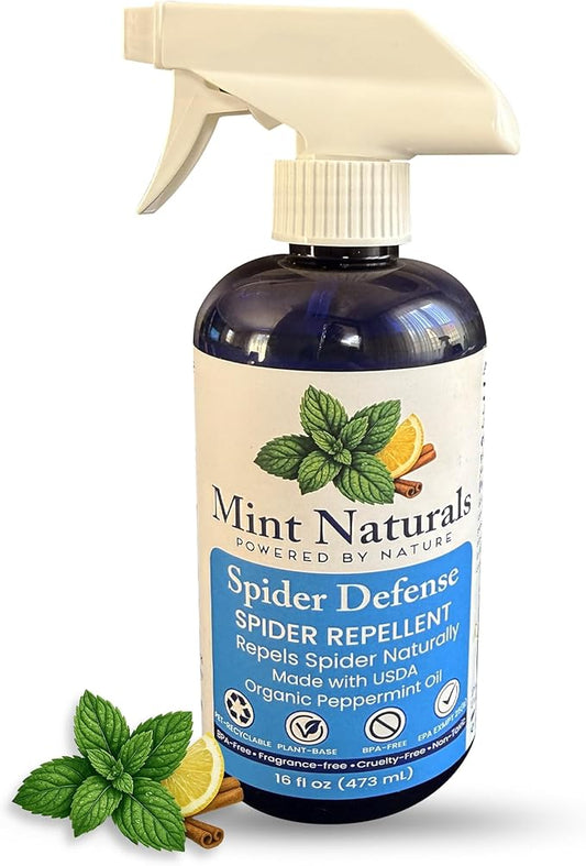 Spider Defense – Natural Spider Repellent Indoor & Outdoor, Peppermint Oil Spray for Home, Cabins, Garages, RVs & Commercial Use – Eco-Friendly Pest Control, 16oz Made in USA