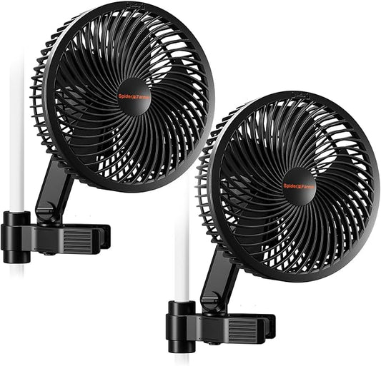 Spider Farmer 2-Pack Grow Tent Clip Fan 6", EC Motor, Custom 10 Dynamic Wind Speeds and 10-Level Oscillation, Weatherproof IP-54, Powerful Airflow but Quiet for Hydroponics Circulation Cooling