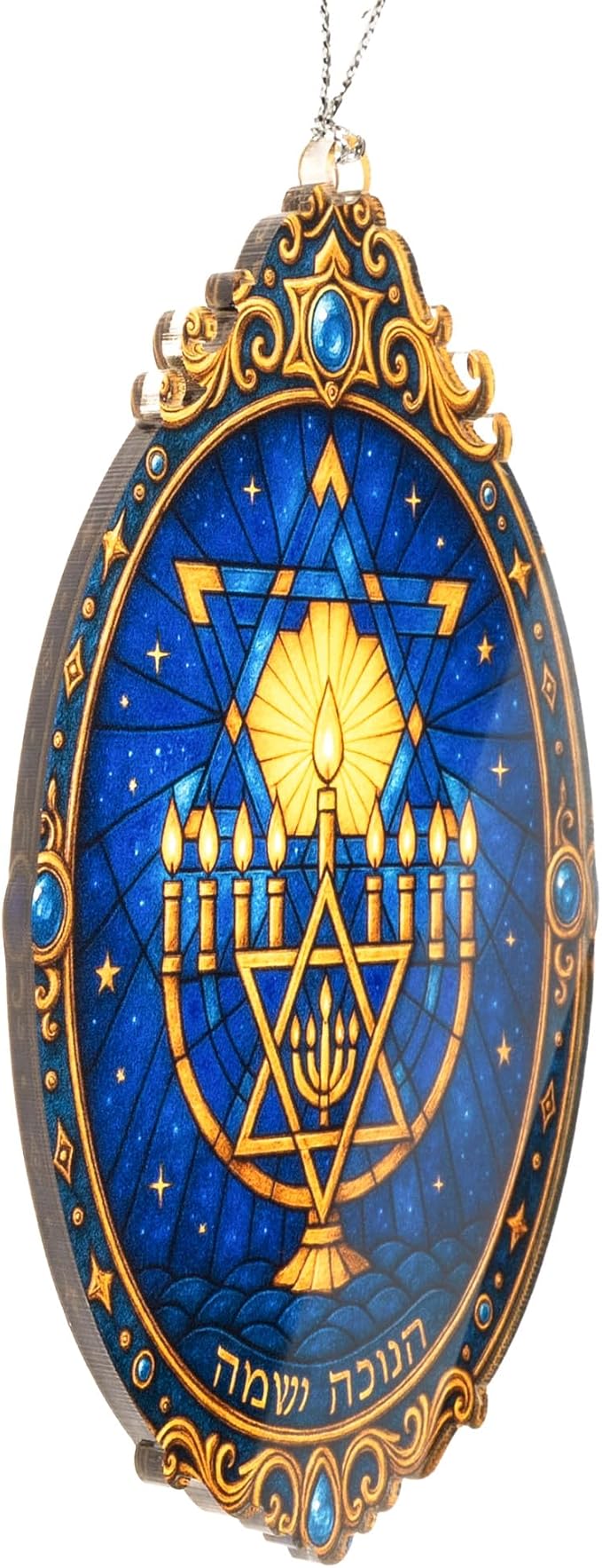 Hanukkah Menorah Ornament – hanukkah ornament – jewish gifts – holiday decor – christmas ornament – Suncatcher effect window hanging – Car Hanging