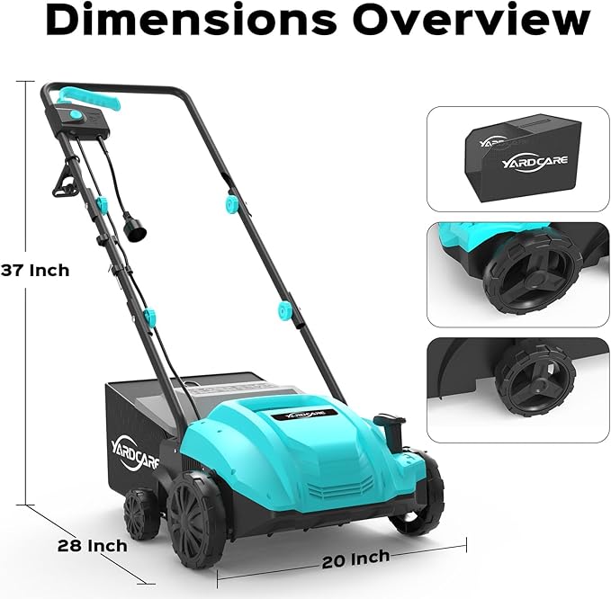 2-in-1 Electric Dethatcher & Scarifier, 13-Inch Electric Lawn Dethatcher with 4-Position Depth Adjustment, 8 gal Thatch Bag, Gray
