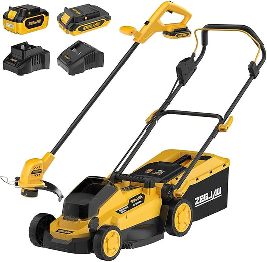 13-Inch 20V Electric Lawn Mower Cordless and 10-Inch 20V Weed Wacker Battery