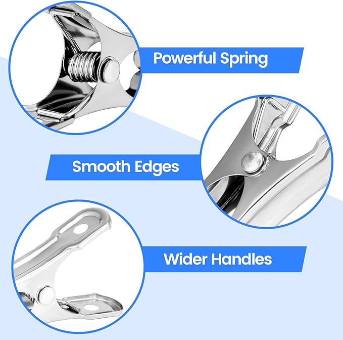 50PCS Garden Clips, Stainless Steel Greenhouse Clamps, Strong Grip Greenhouse Clips, Metal Clips for Netting, Shade Cloth, Plant Cover on Garden Hoops or Greenhouse Hoops by EGYPAMID