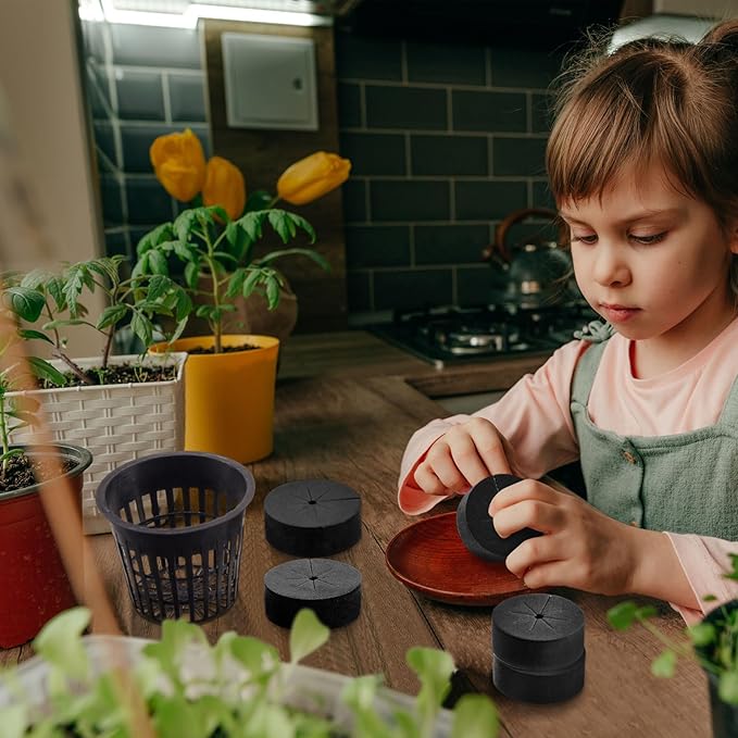 Lallisa 120 Pcs Clone Collars 2 Inch Foam Inserts for Hydroponic Cloning Machines Fits 2" Net Pots Reusable Collars for Hydroponics Plant Germination in DIY Cloner and Clone Machines (Black)