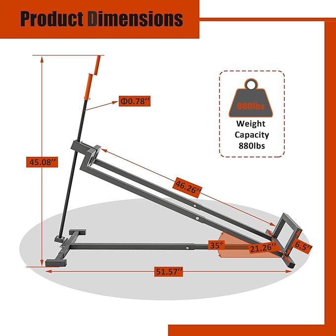 Ride-On Lawn Mower Jack Lift - Telescopic Maintenance Jack for Garden Tractors and Riding Lawn Mowers, 880 lbs Weight Capacity, Manual and Power Tool Handles Included (Grey)