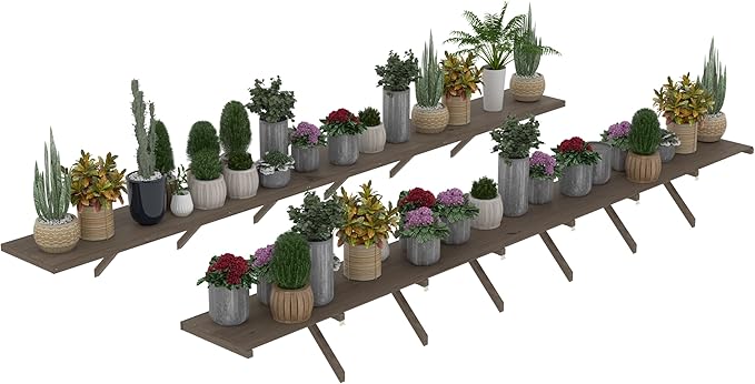 Shelf Suitable for 8x14FT Wood Greenhouse, 161" Wooden Storage Shelf Kit Fit Multiple Greenhouse, Horticulture Workstation, Work Bench System Shelving, Light Mocha Brown, 2 Pack