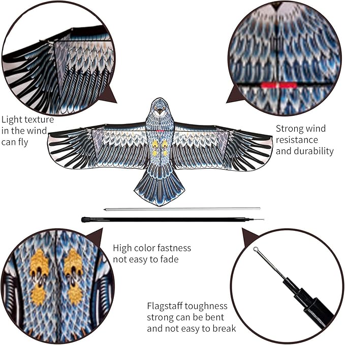 eyijklzo Bird Scarer Flying Kite Crops Farm Flying Bird Hawk Flying Kite